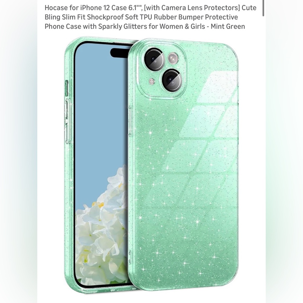 Mint Green Glitter Case for iPhone 12